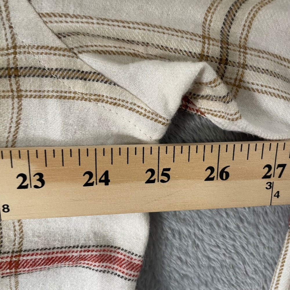 Croft and Barrow Flannel Mens Large Shirt NWT Cream Red Plaid Signature Classic - Picture 8 of 10